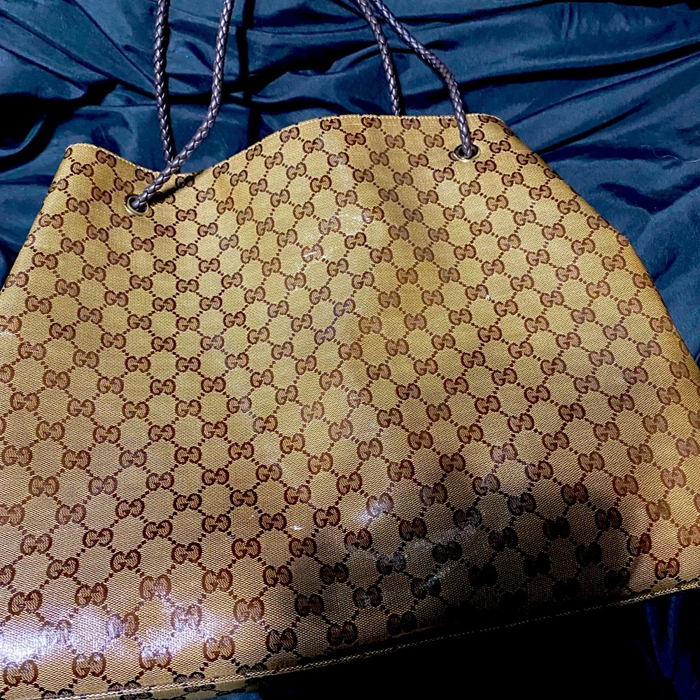 Gucci Monogram “Crystal coated” and calf leather handbag